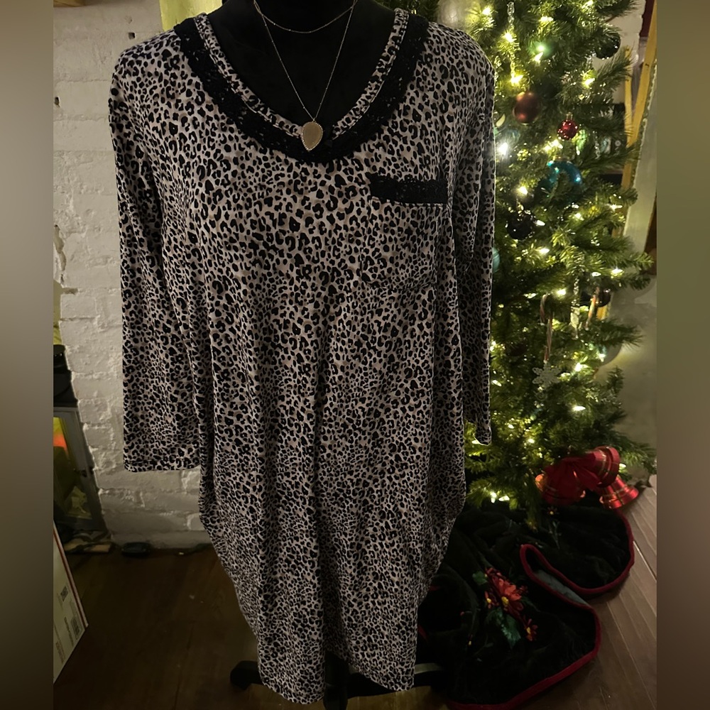 Rene Rofe one piece leopard PJ dress